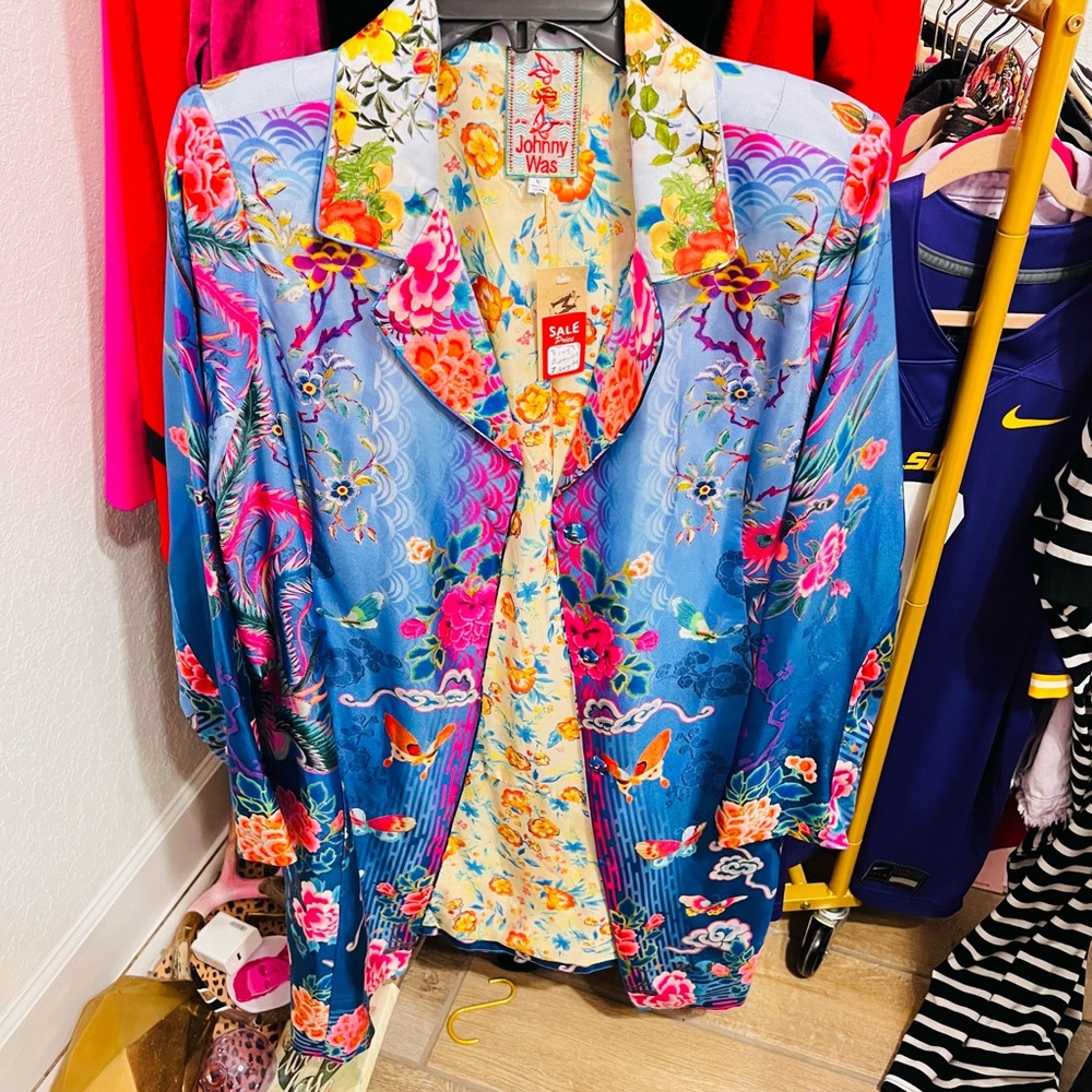 Johnny Was Women's Vibrant Floral Blazer - Blue and Pink